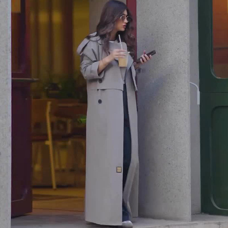 Autumn/Winter Women's British Retro Motorcycle Jacket Medium to Long