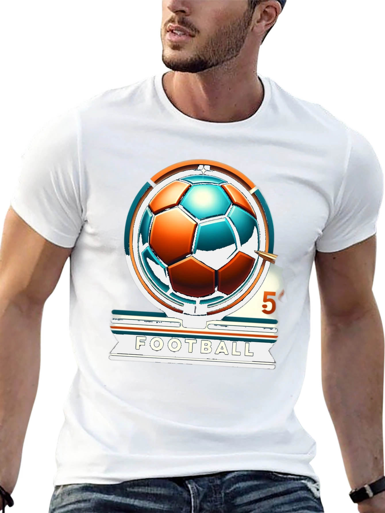 Football Graphic T-Shirt - Black Cotton Tee