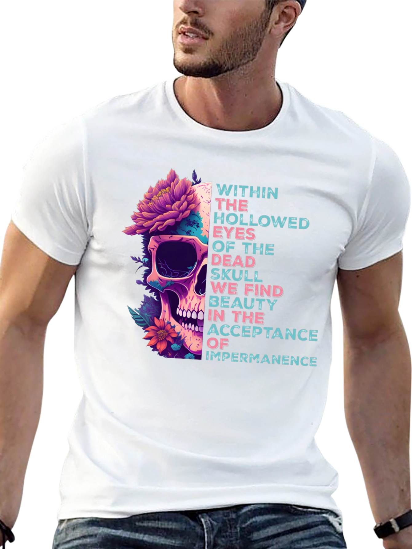 Skull & Flowers Graphic Tee - Acceptance Impermanence