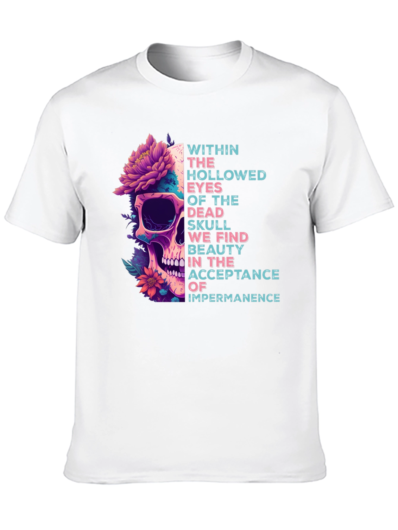 Skull & Flowers Graphic Tee - Acceptance Impermanence