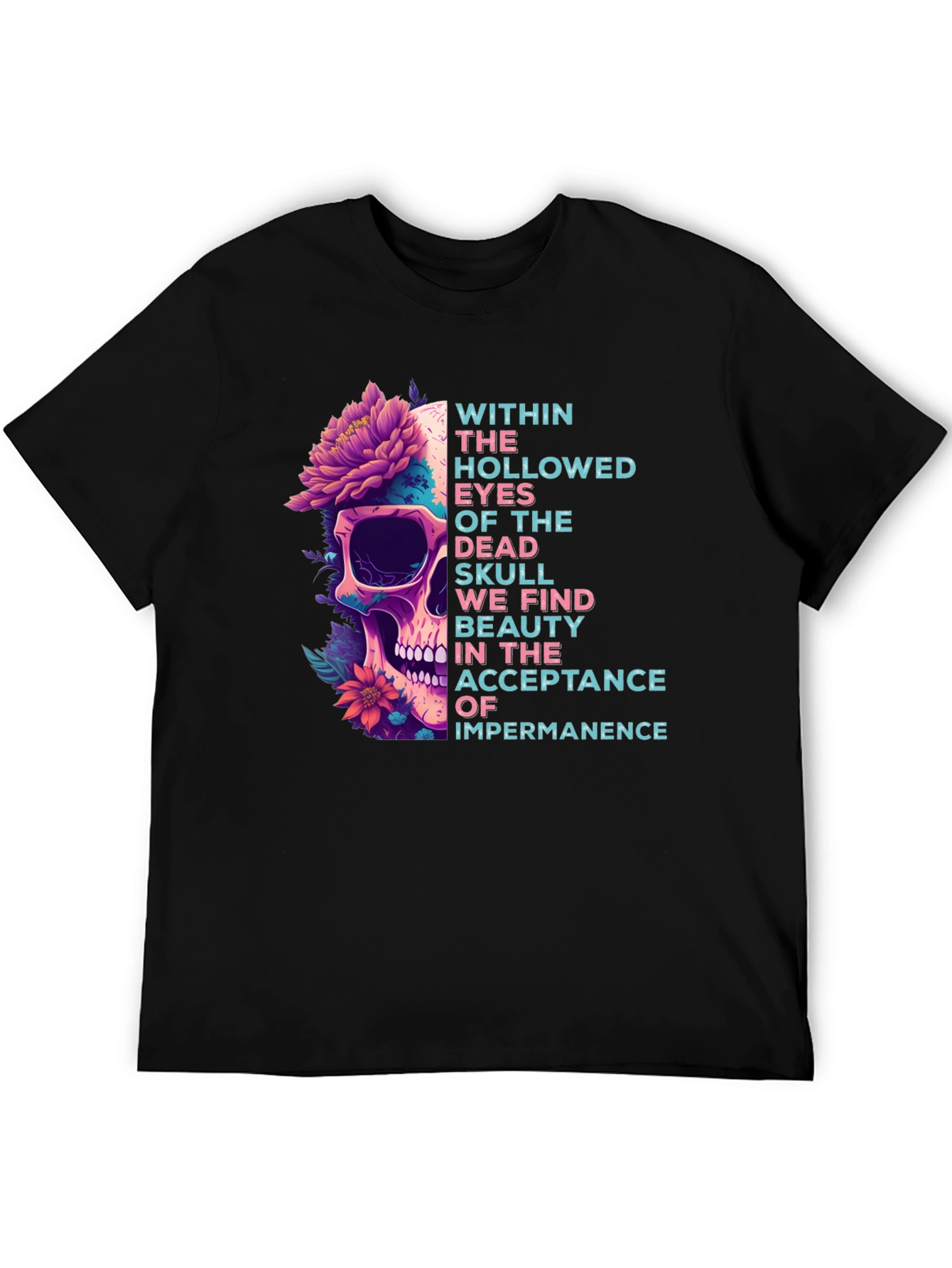 Skull & Flowers Graphic Tee - Acceptance Impermanence