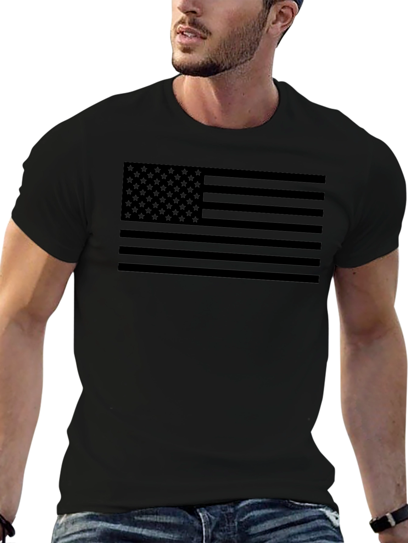 Stealth Black American Flag Graphic Tee