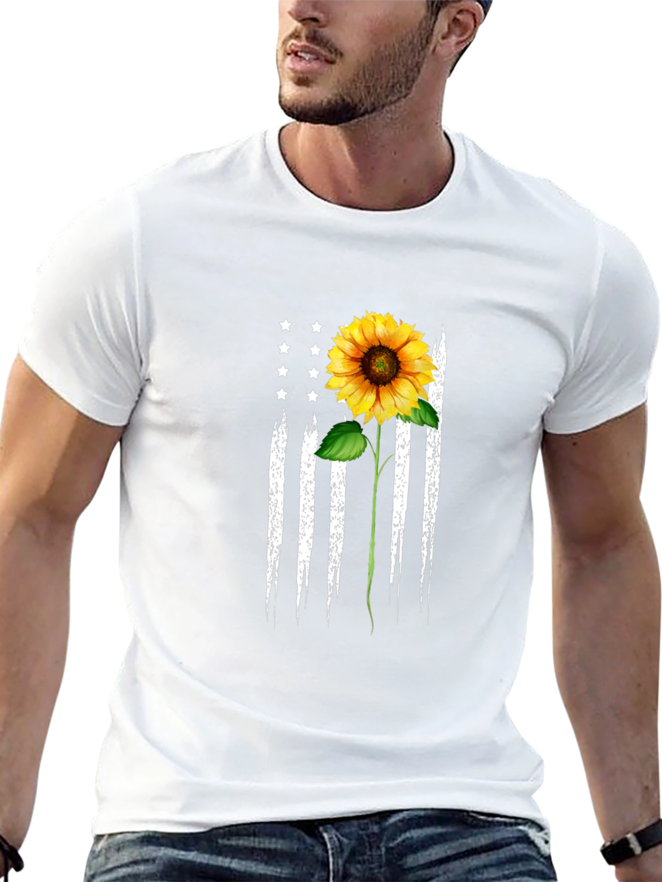 Sunflower American Flag Graphic Tee