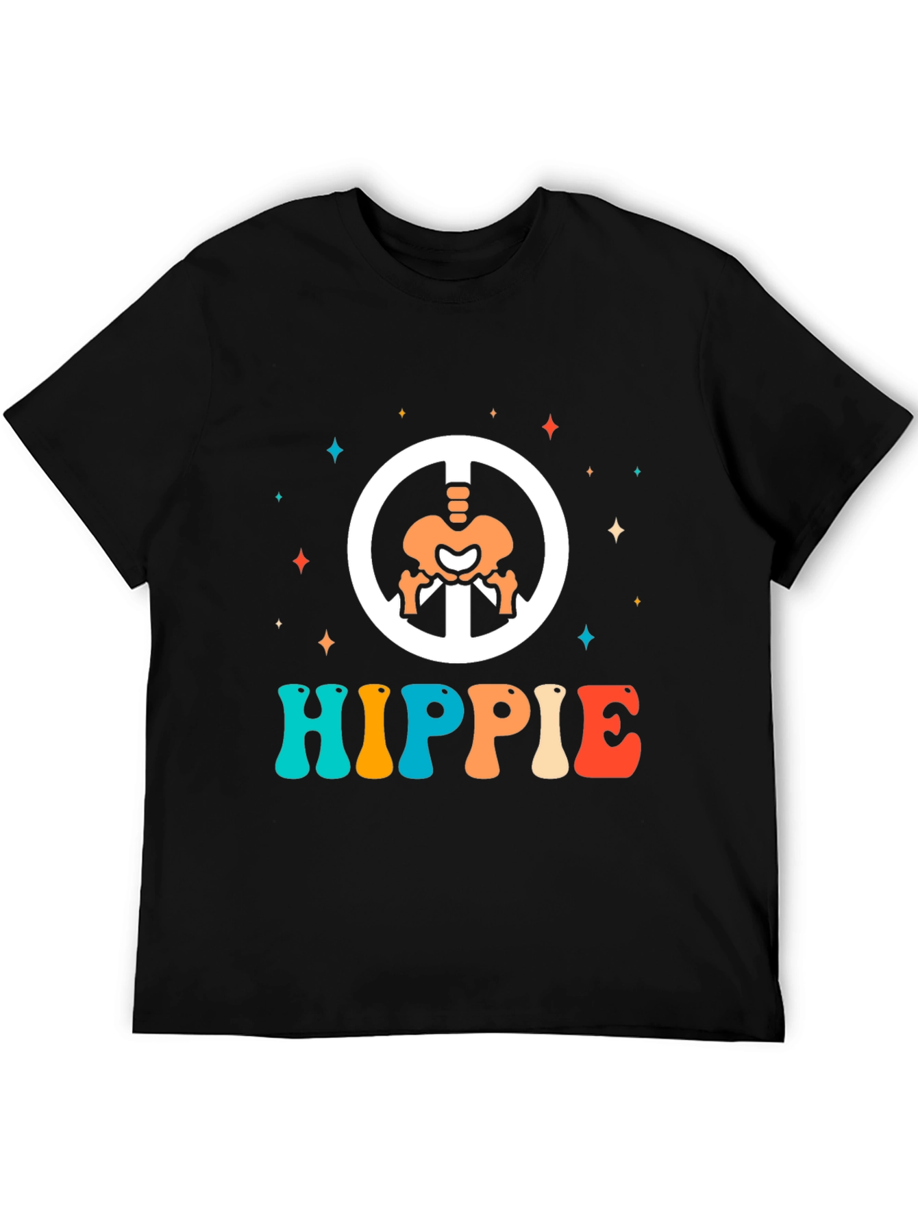 Retro Hippie Skeleton Peace Sign T-Shirt