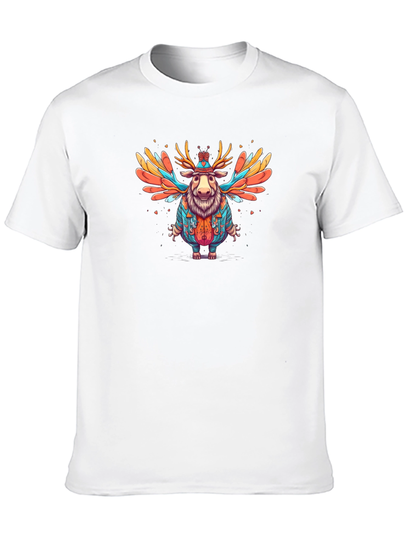 Whimsical Moose Graphic Tee - Soft Black Cotton Blend