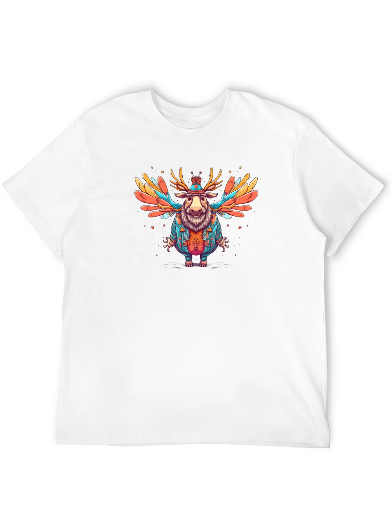 Whimsical Moose Graphic Tee - Soft Black Cotton Blend