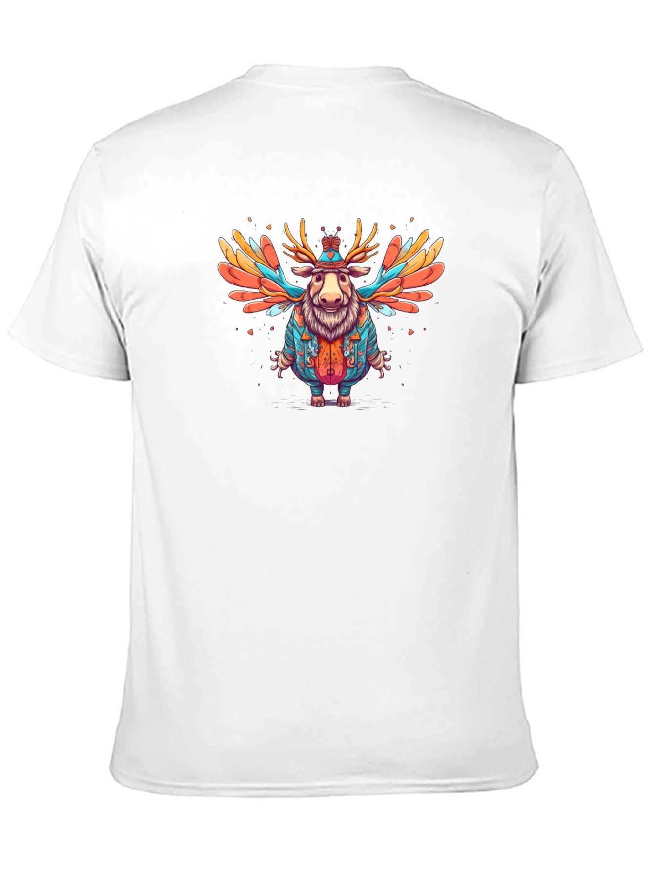 Whimsical Moose Graphic Tee - Soft Black Cotton Blend