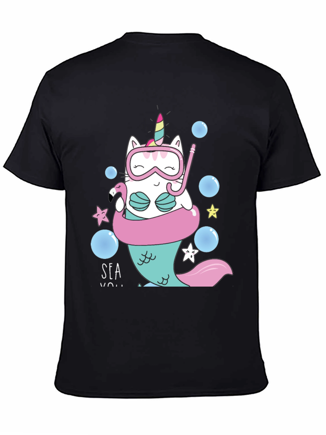 Unicat Mermaid T-Shirt - Funny Cartoon Cat Tee