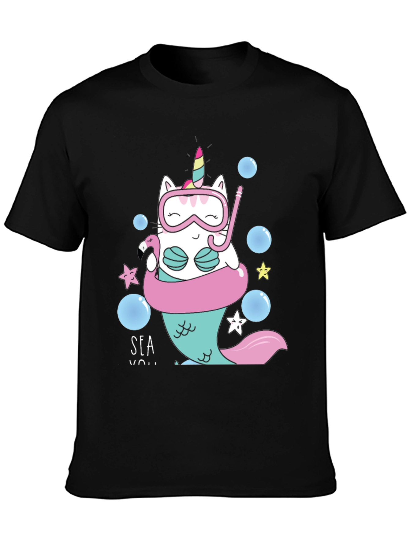 Unicat Mermaid T-Shirt - Funny Cartoon Cat Tee