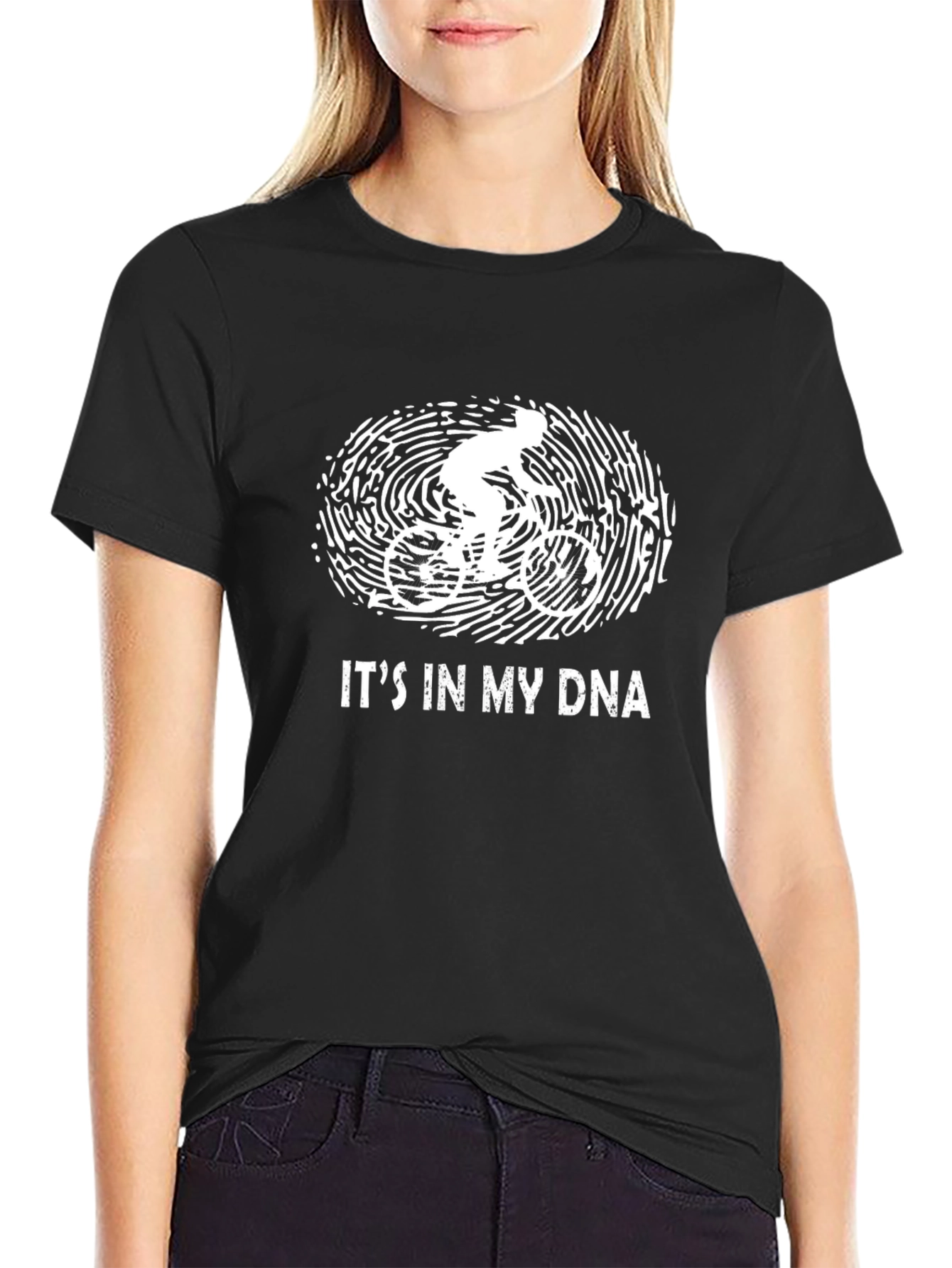 Cycling DNA Graphic Tee - Black Cotton T-Shirt