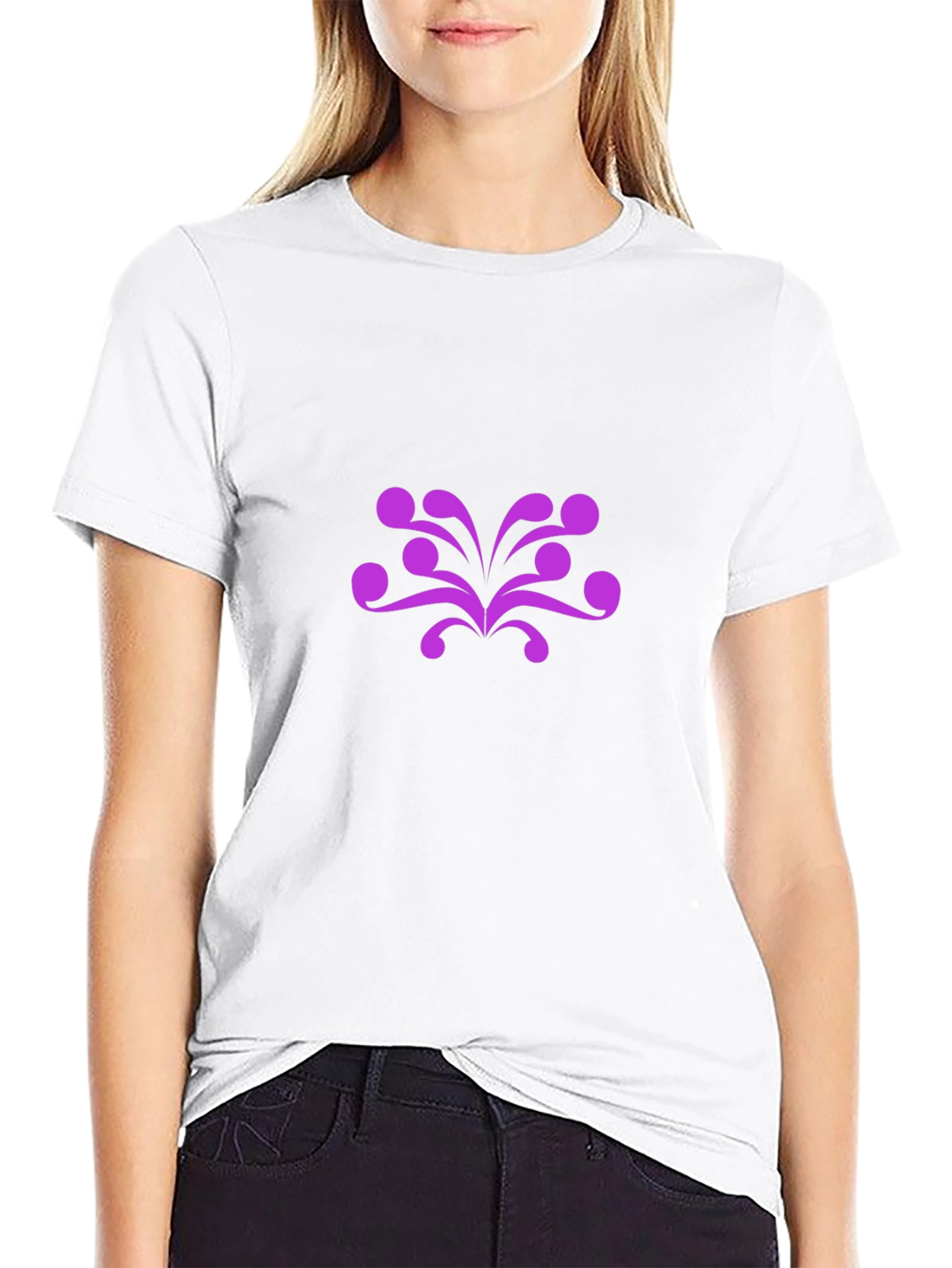 Mens Black T-Shirt with Abstract Purple Design