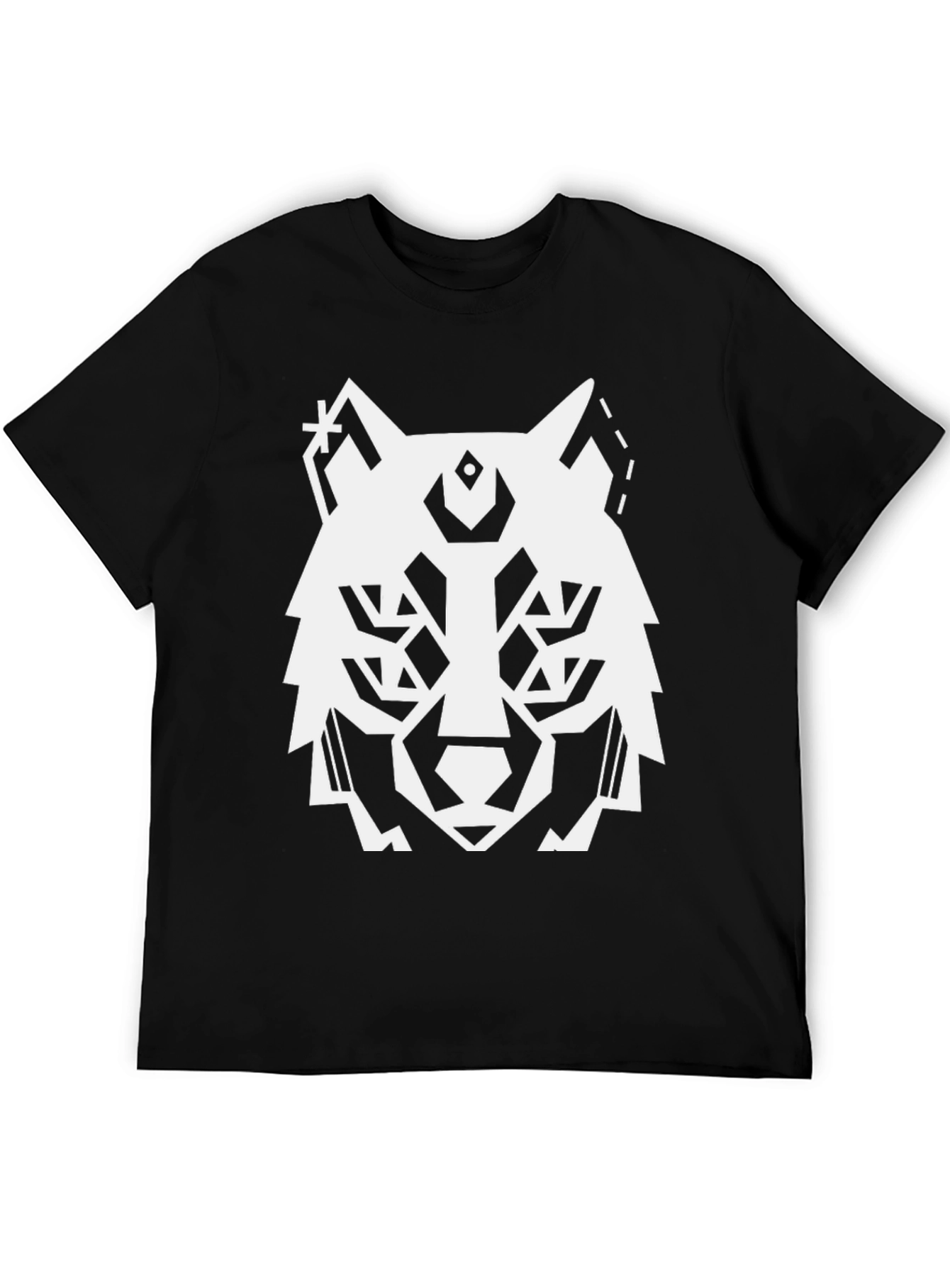 Geometric Wolf Graphic Tee - Modern Black T-Shirt