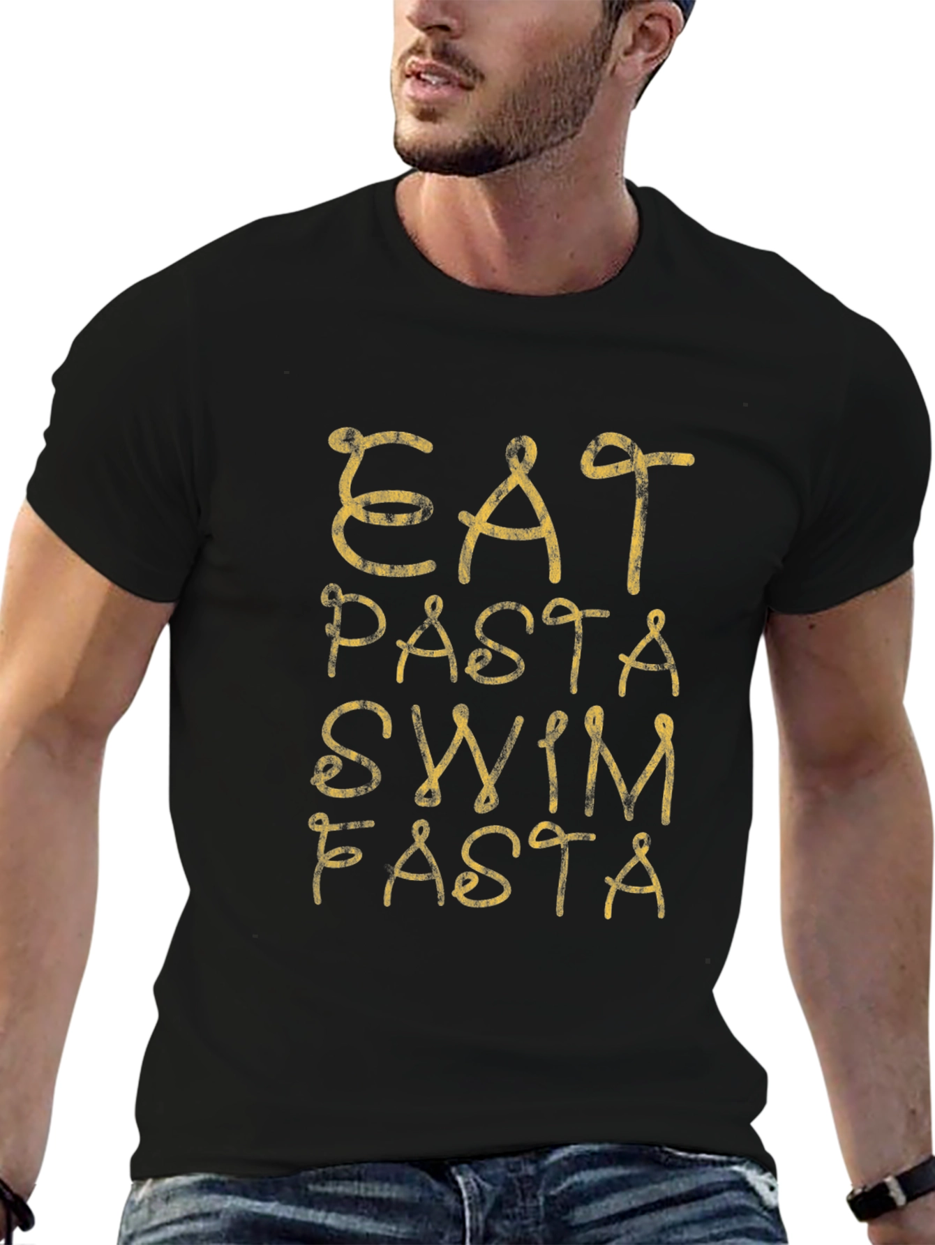 Eat Pasta Swim Fasta Black T-Shirt