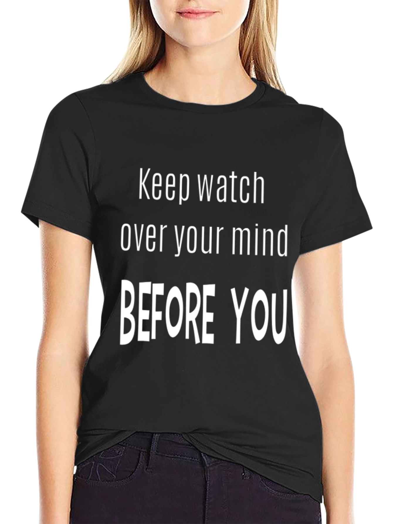 Keep Watch Over Your Mind Black Graphic T-Shirt