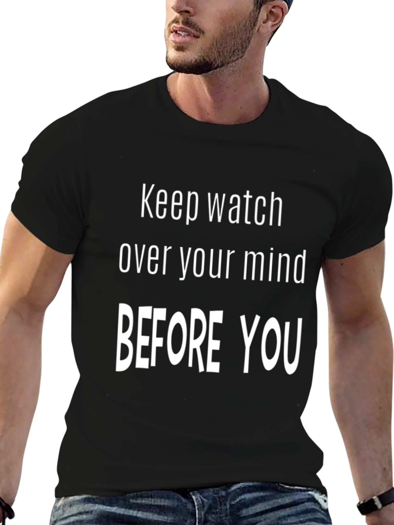 Keep Watch Over Your Mind Black Graphic T-Shirt