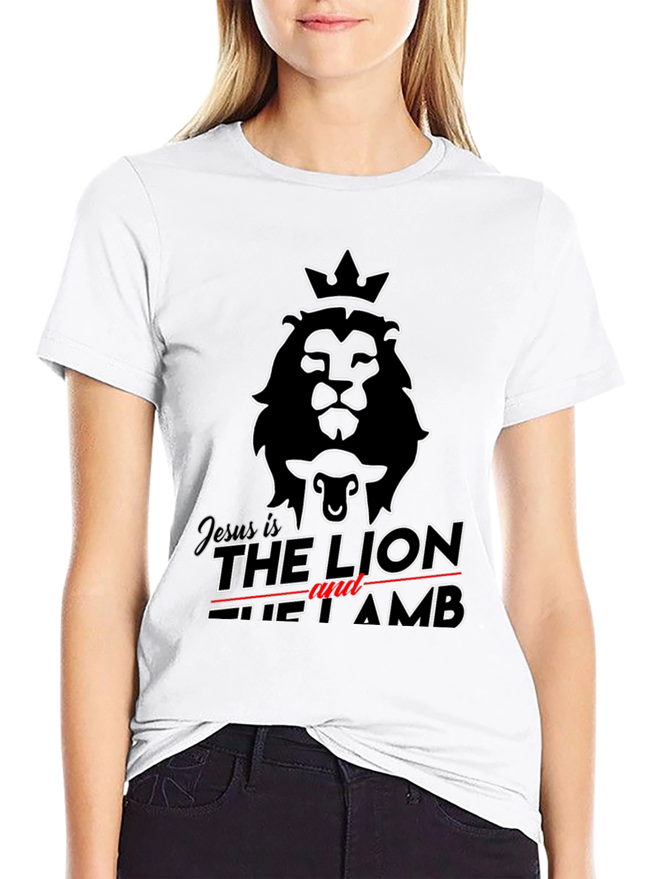 Jesus is the Lion and the Lamb Black T-Shirt