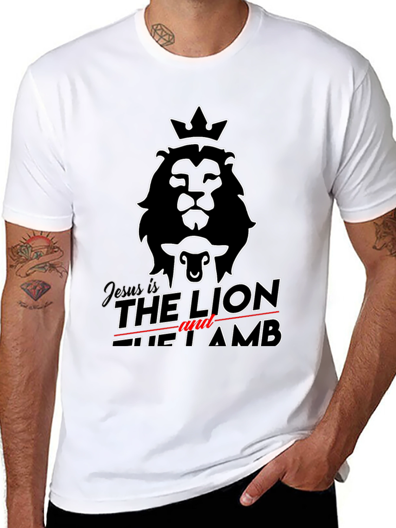Jesus is the Lion and the Lamb Black T-Shirt