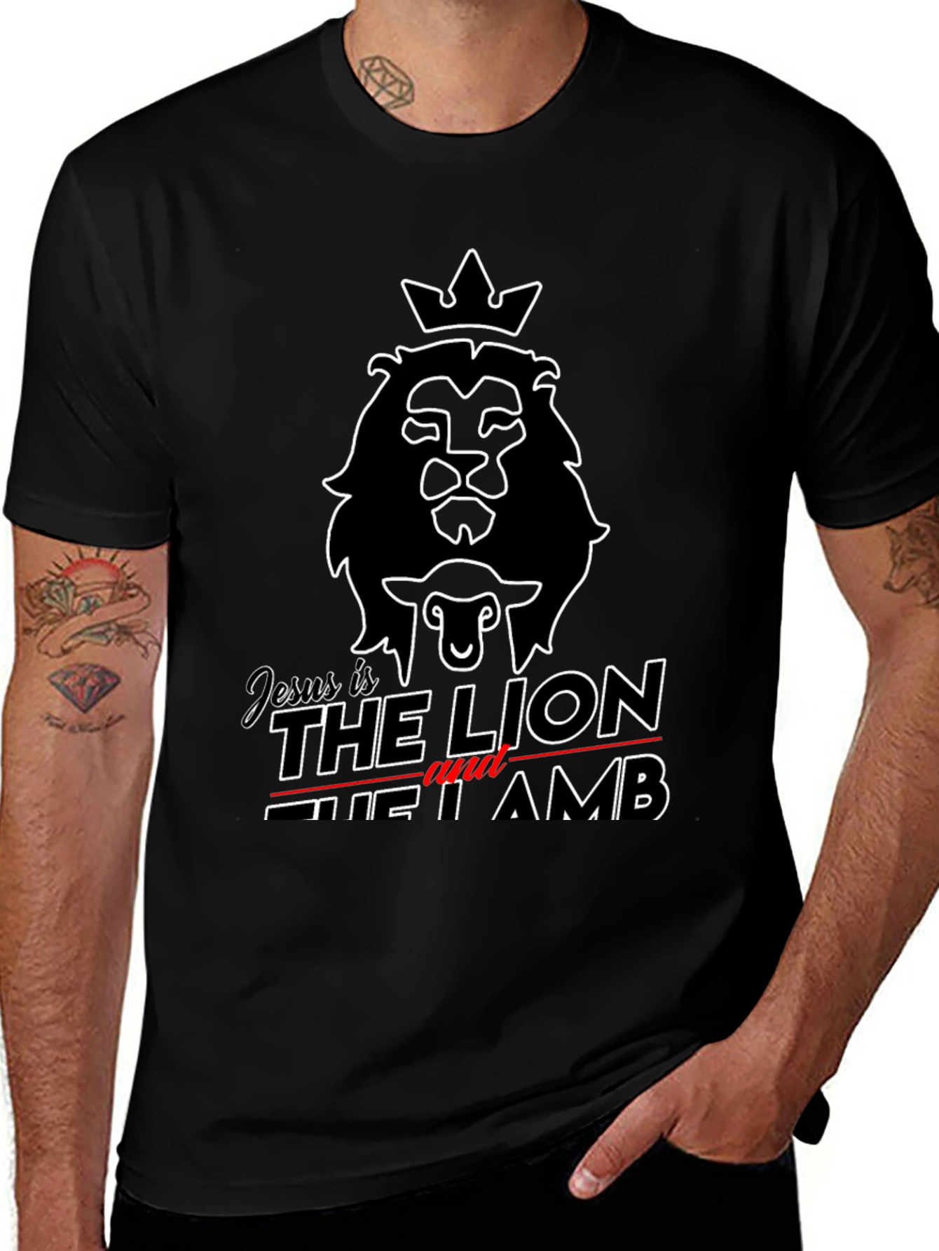 Jesus is the Lion and the Lamb Black T-Shirt