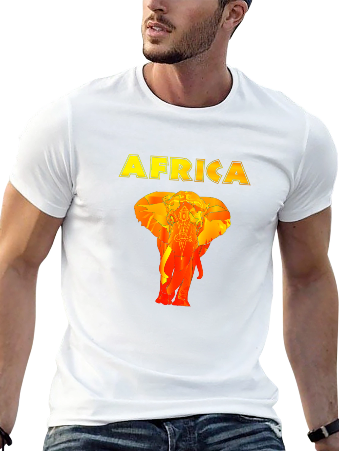 Africa Elephant Graphic Black T-Shirt