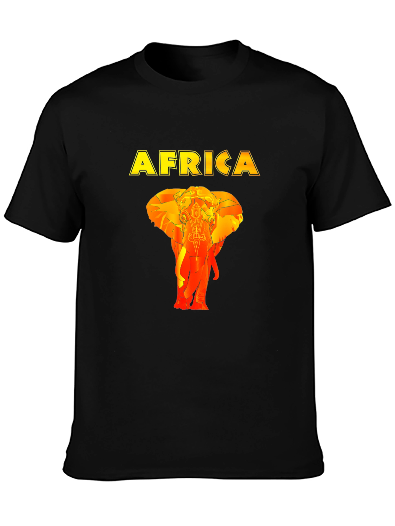 Africa Elephant Graphic Black T-Shirt