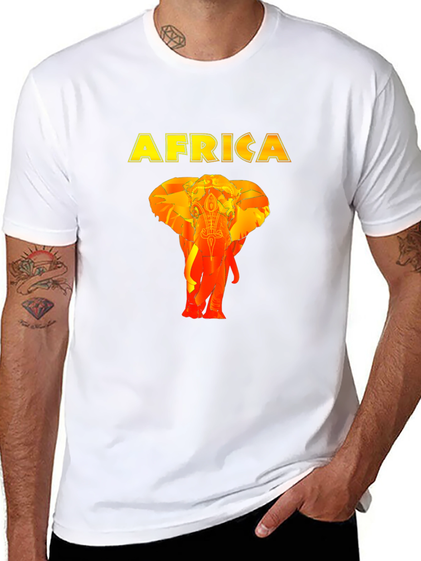 Africa Elephant Graphic Black T-Shirt