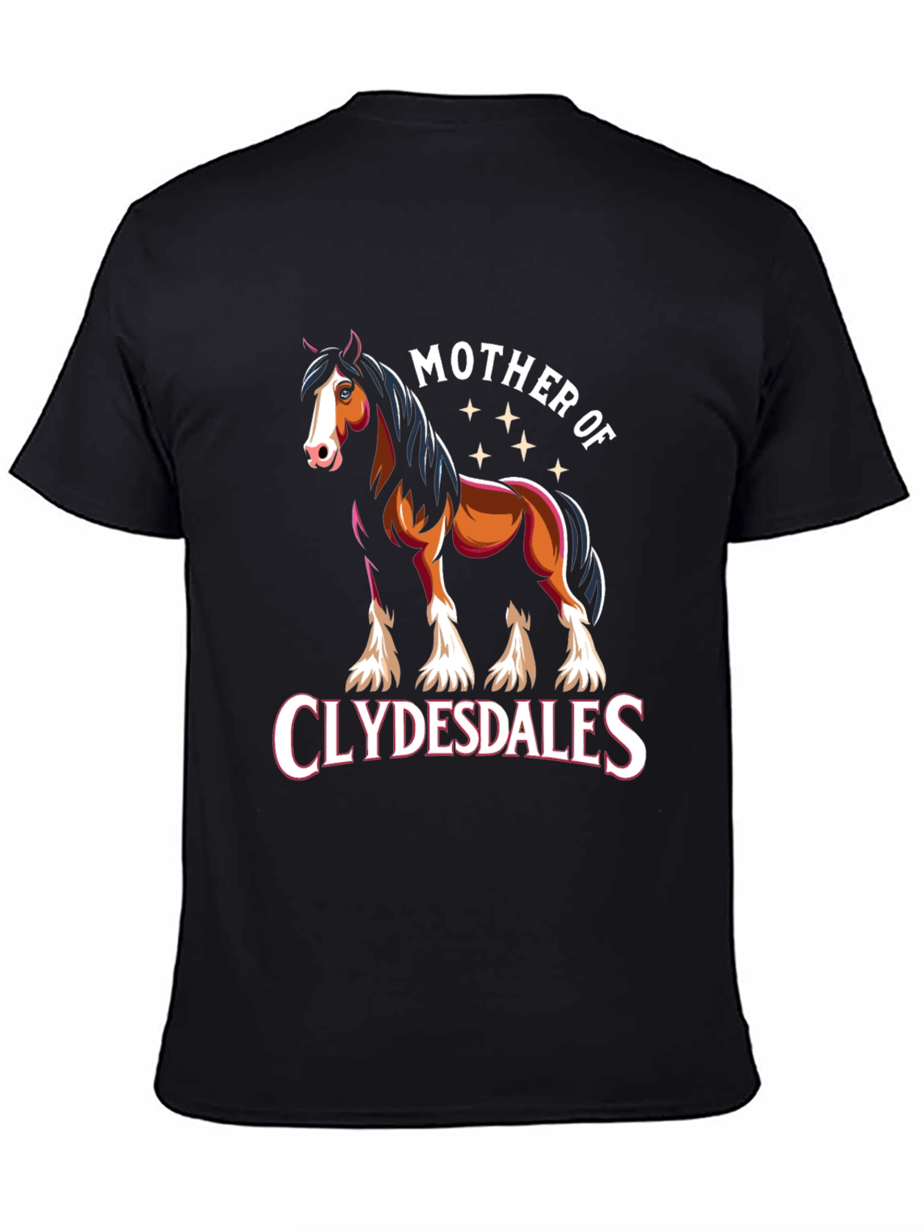 Mother of Clydesdales Graphic Tee - Black Cotton