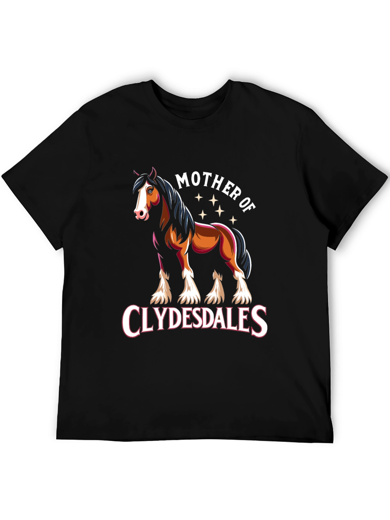 Mother of Clydesdales Graphic Tee - Black Cotton