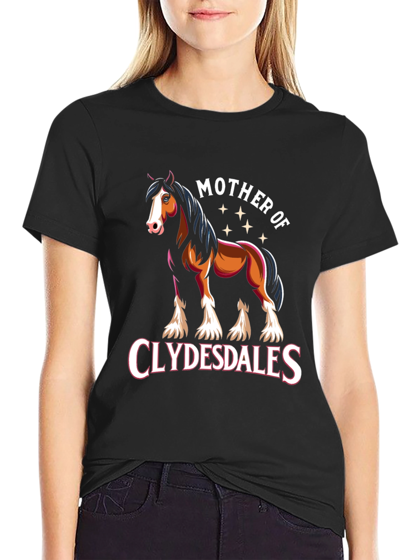 Mother of Clydesdales Graphic Tee - Black Cotton