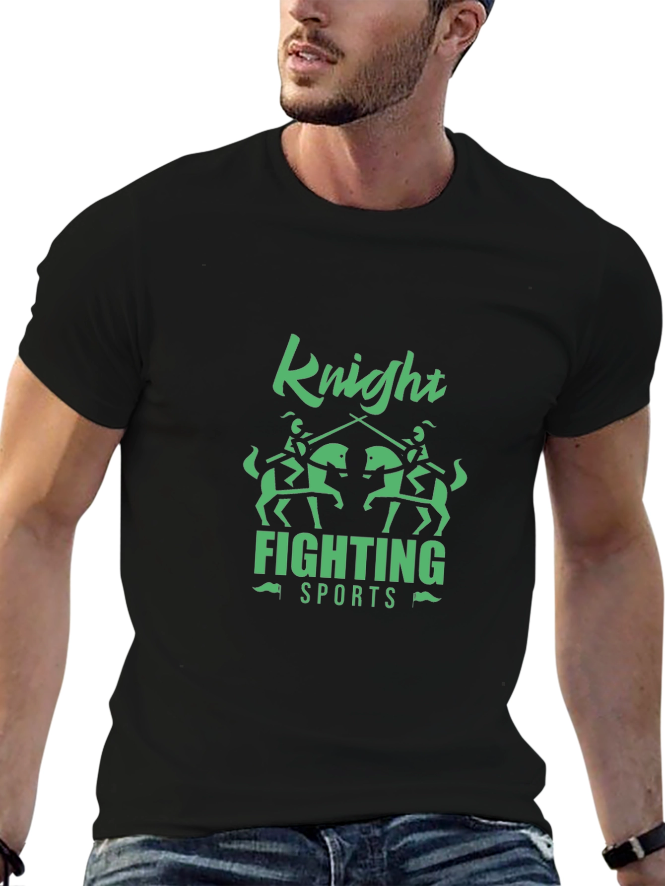Knight Fighting Sports Black T-Shirt