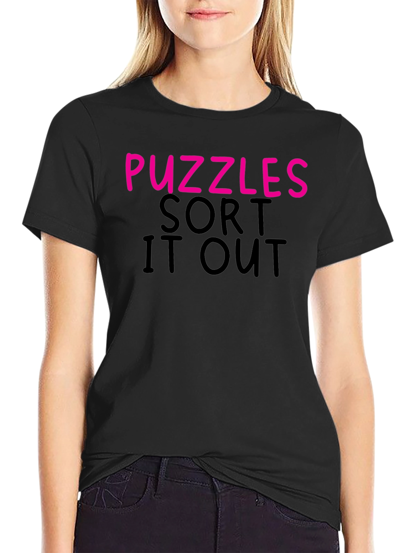 Puzzles Sort It Out Black T-Shirt