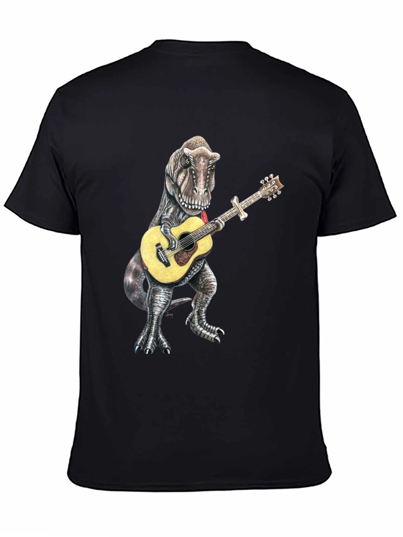 Dinosaur Guitarist Black T-Shirt - Jurassic Rock!