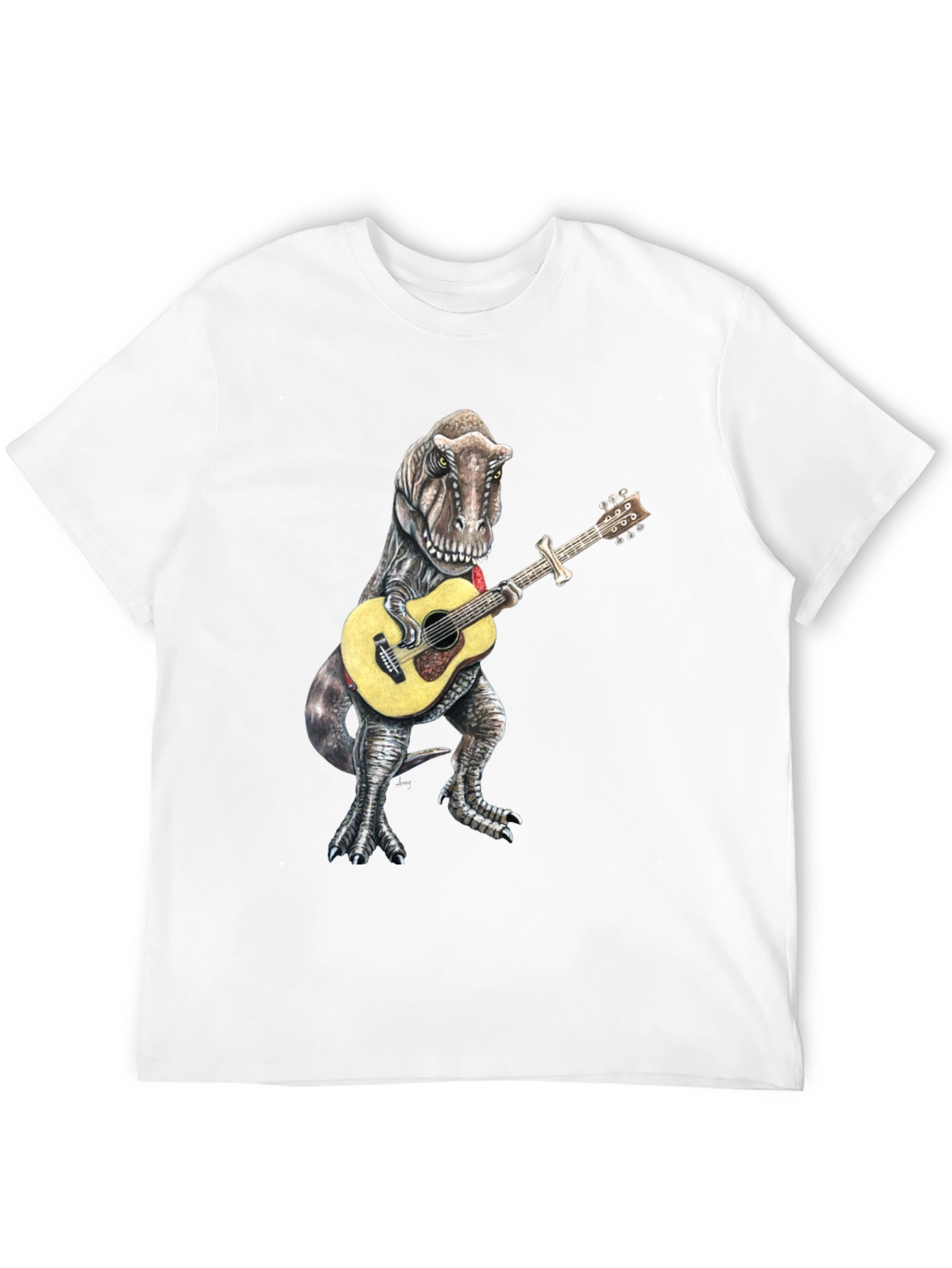 Dinosaur Guitarist Black T-Shirt - Jurassic Rock!