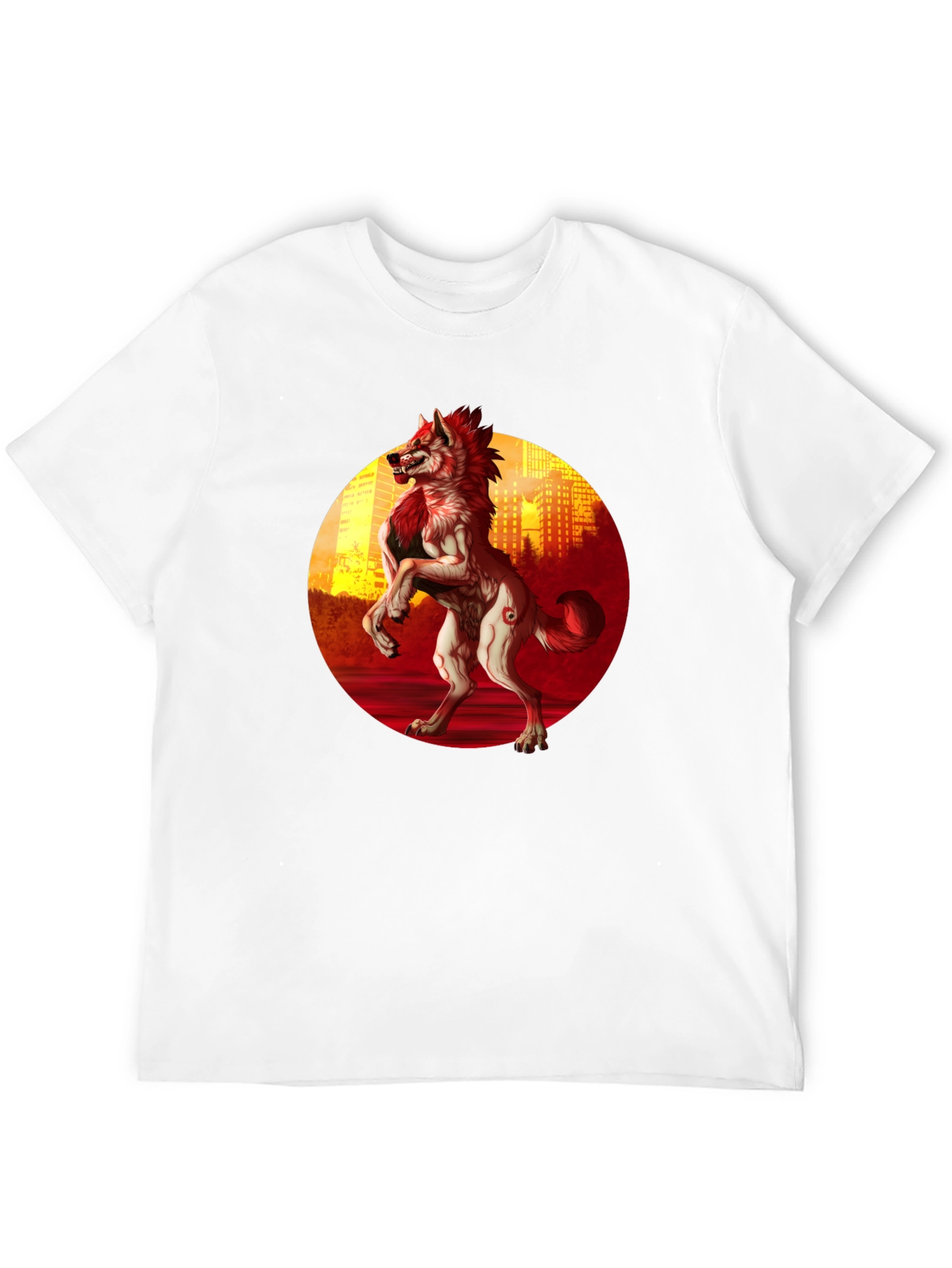 Werewolf Cityscape Graphic Tee - Black