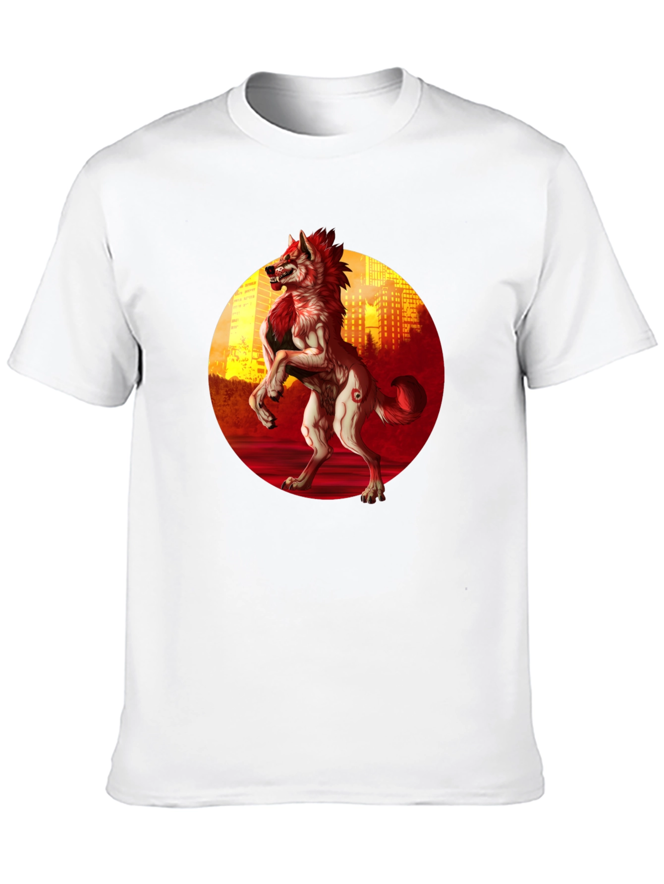 Werewolf Cityscape Graphic Tee - Black