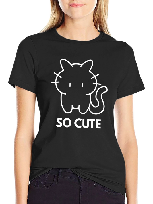 So Cute Cat Graphic Tee - Black T-Shirt