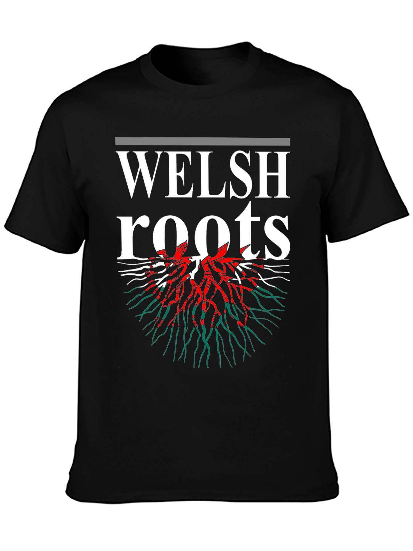 Welsh Roots T-Shirt - Black Red & Green Design