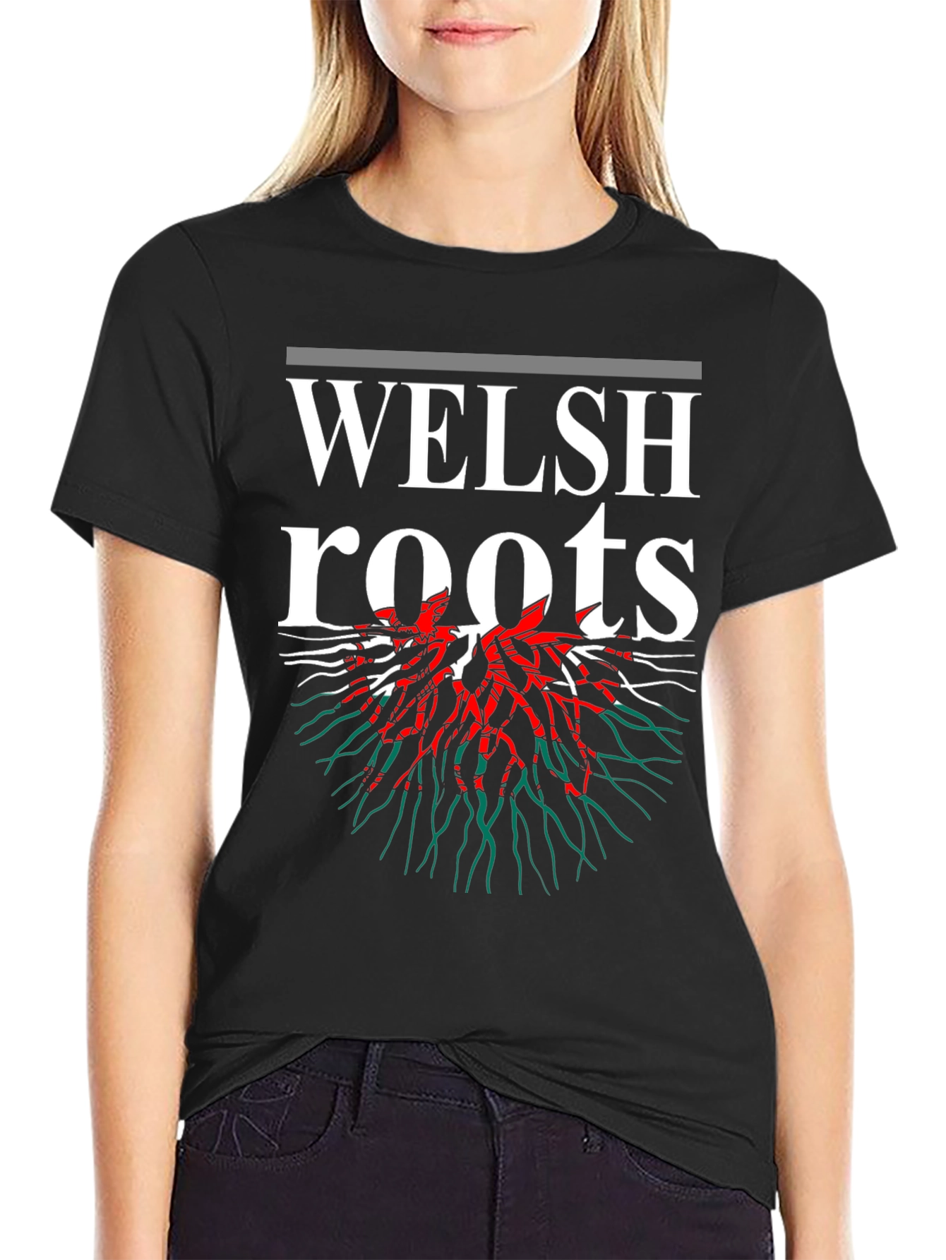 Welsh Roots T-Shirt - Black Red & Green Design