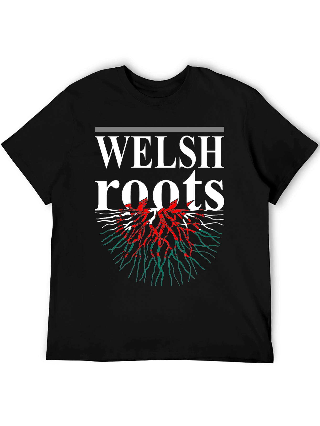Welsh Roots T-Shirt - Black Red & Green Design