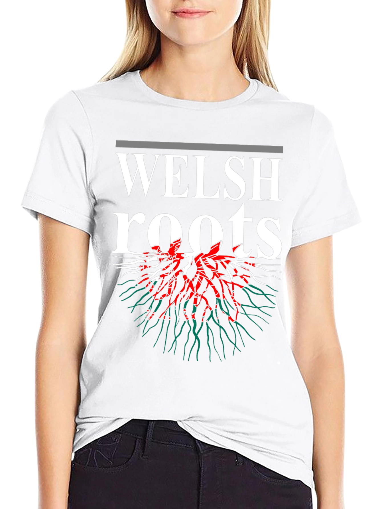 Welsh Roots T-Shirt - Black Red & Green Design