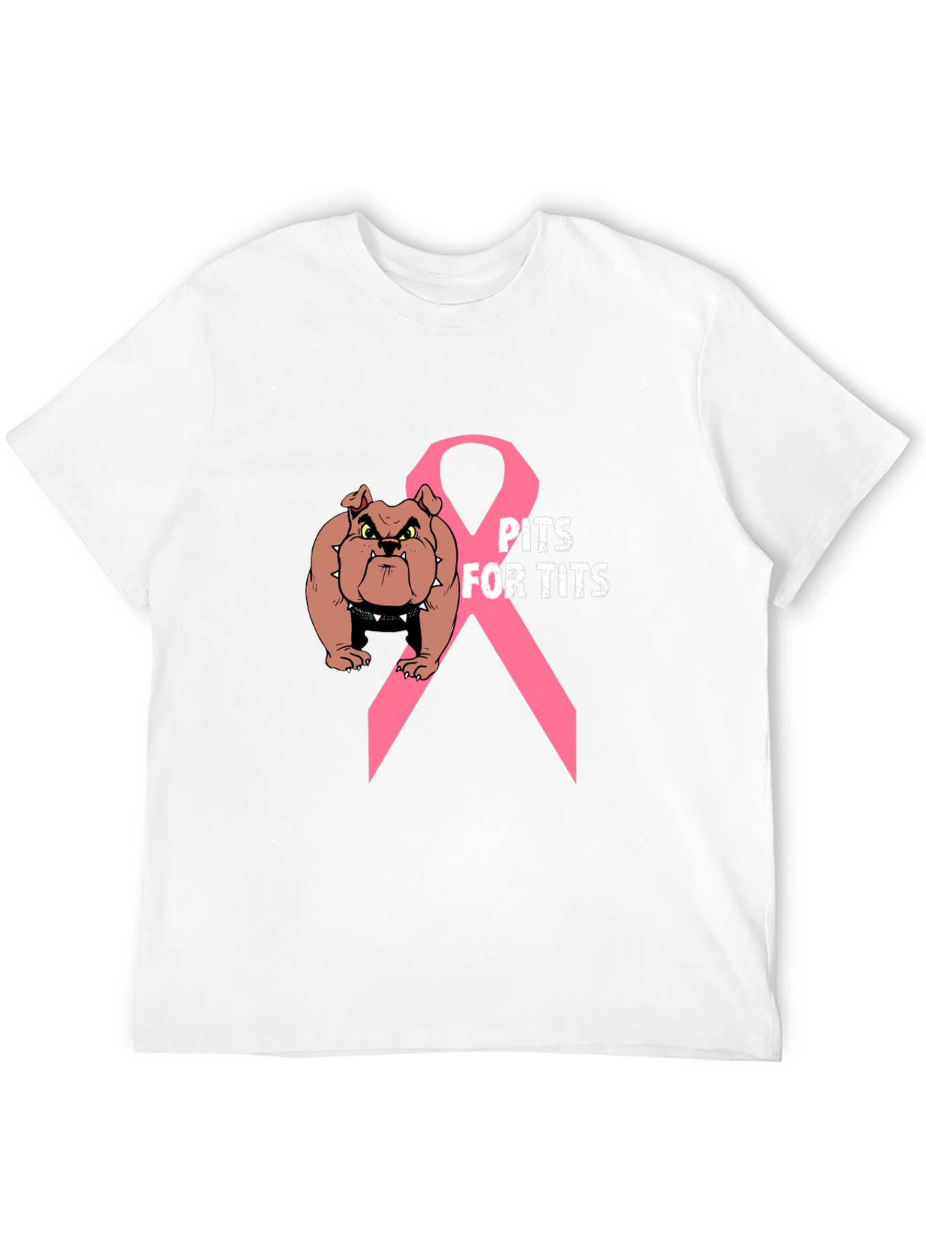 Pits For Tits T-Shirt: Bulldog Breast Cancer Awareness
