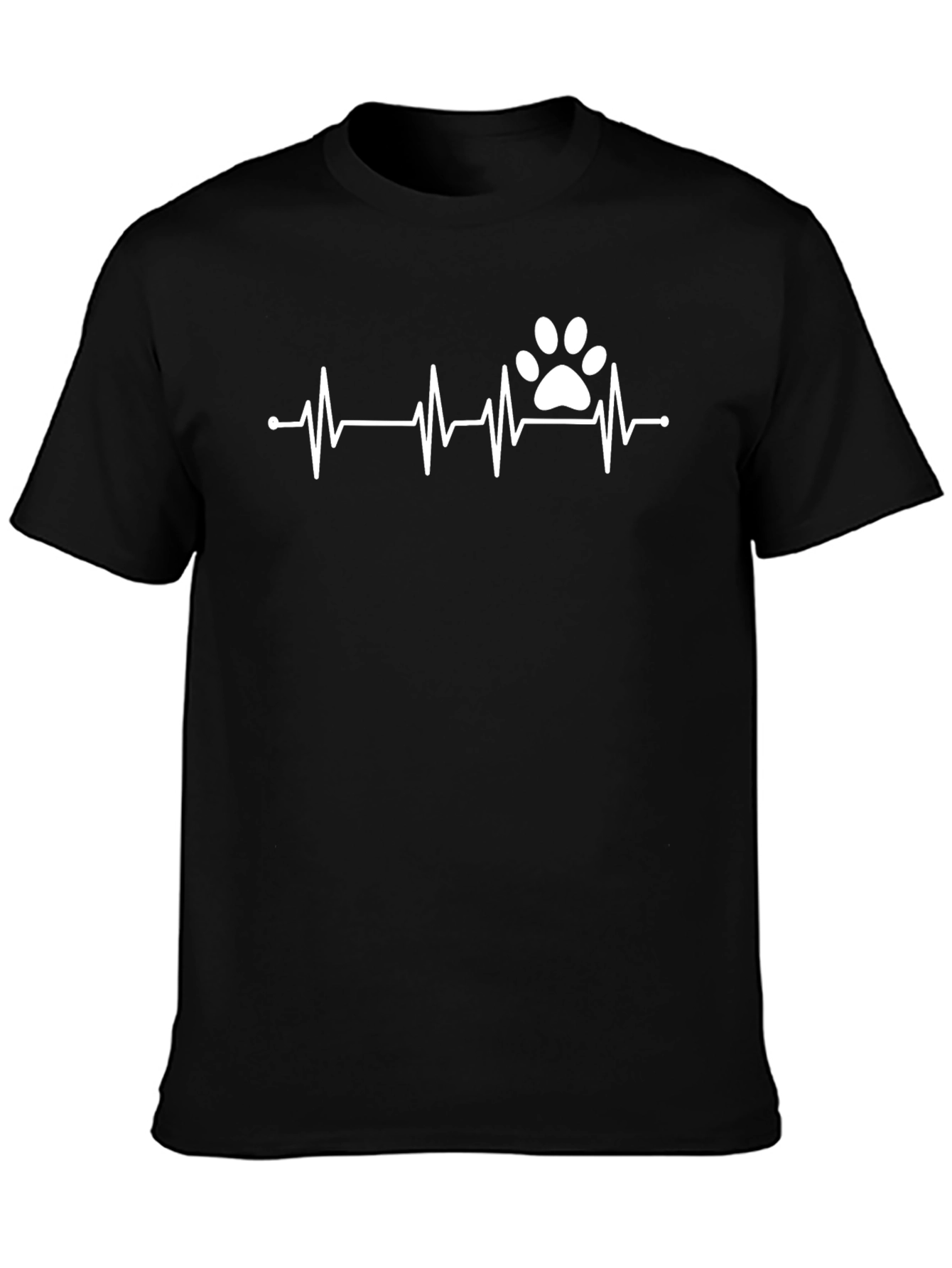 Paw Print Heartbeat T-Shirt - Black