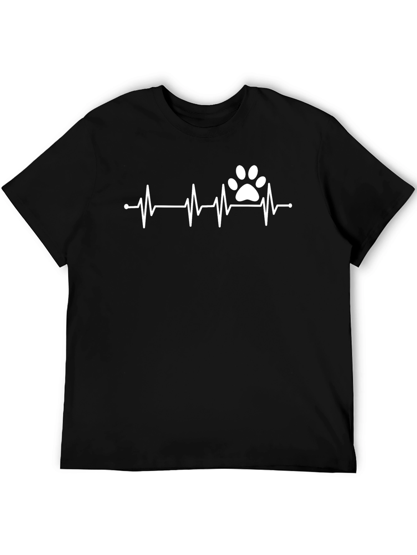Paw Print Heartbeat T-Shirt - Black