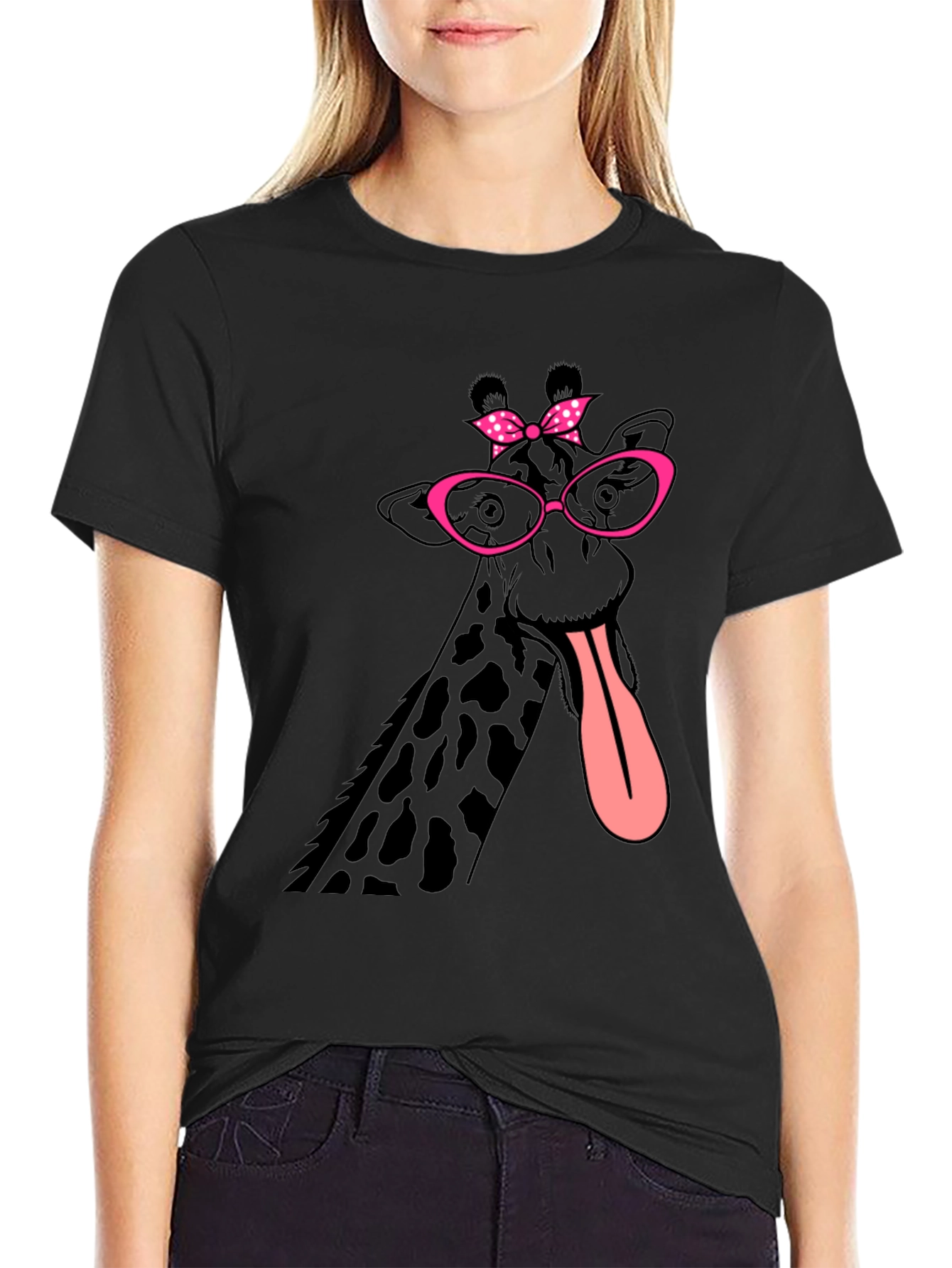 Giraffe with Glasses Graphic T-Shirt