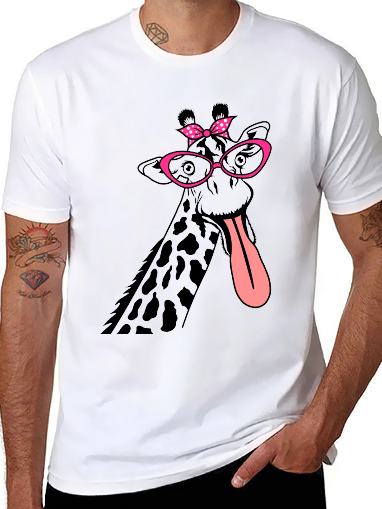Giraffe with Glasses Graphic T-Shirt