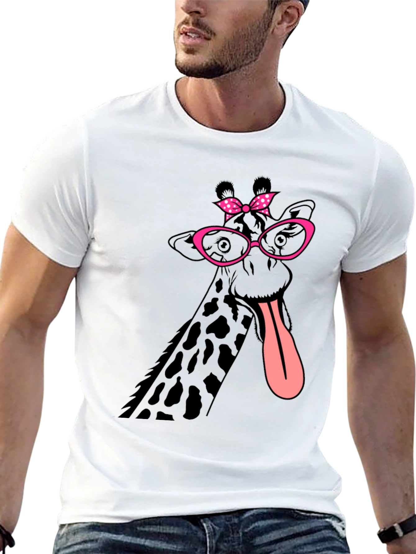 Giraffe with Glasses Graphic T-Shirt