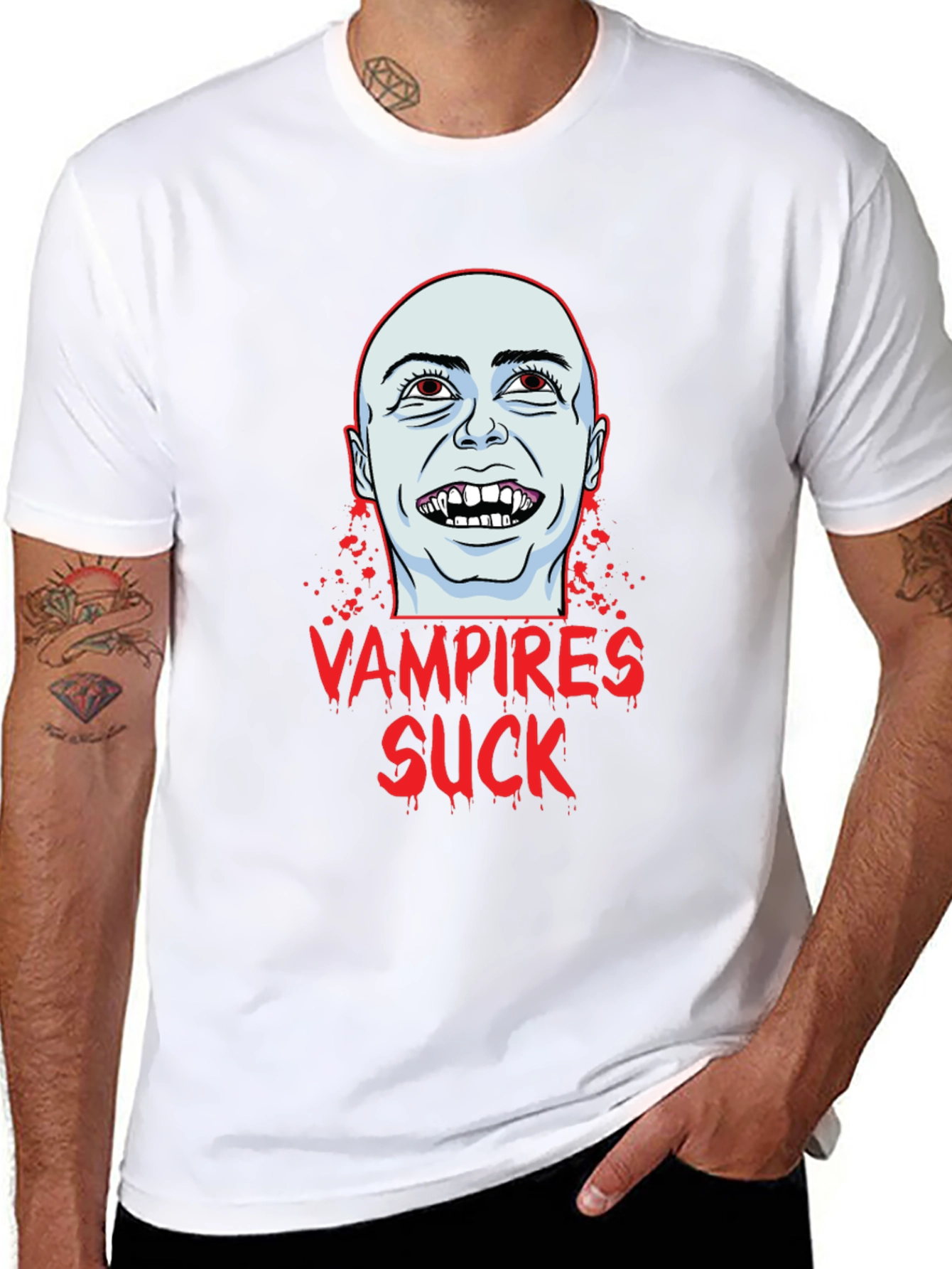 Vampires Suck Graphic T-Shirt - Black Cotton Tee
