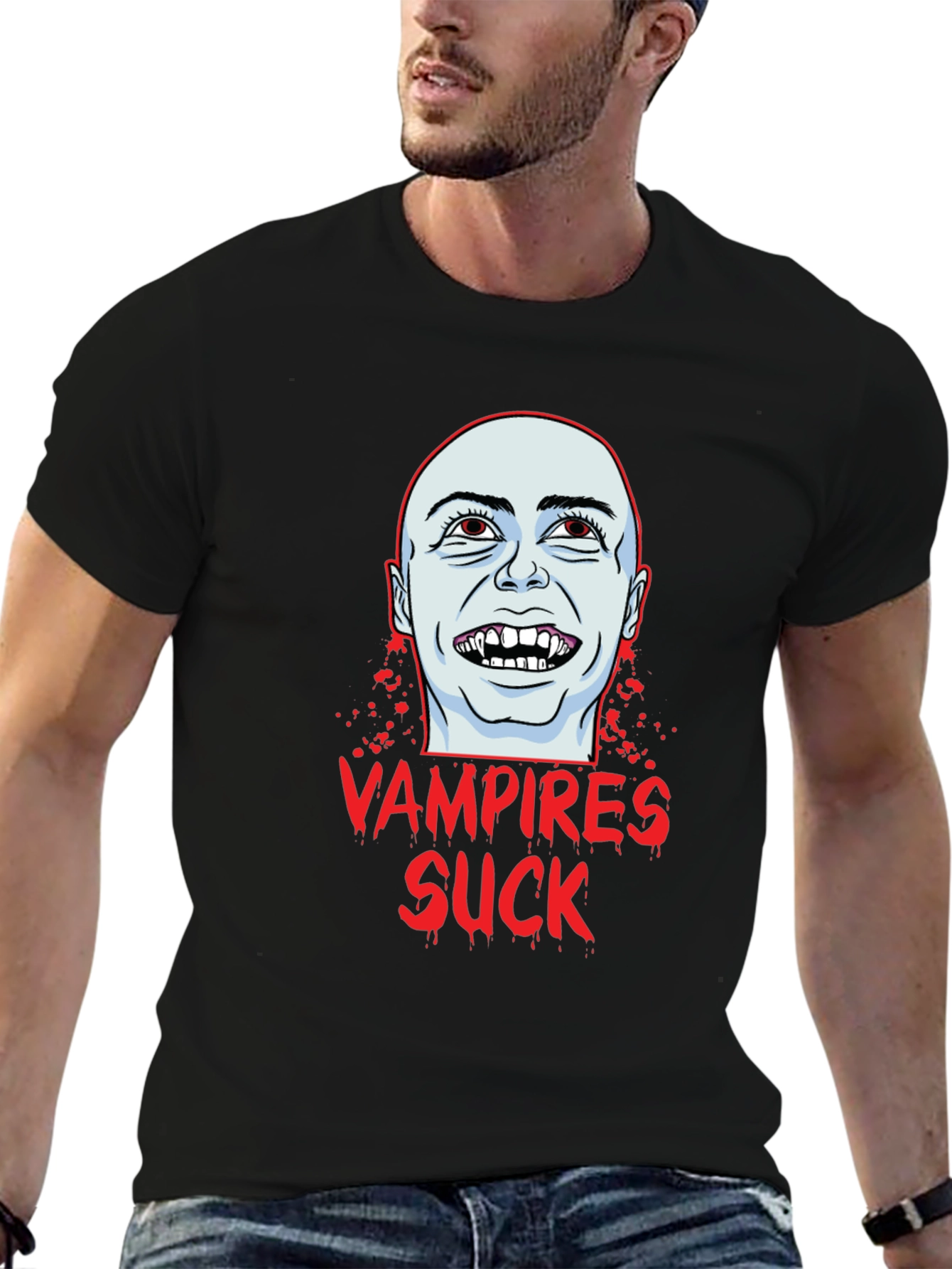 Vampires Suck Graphic T-Shirt - Black Cotton Tee