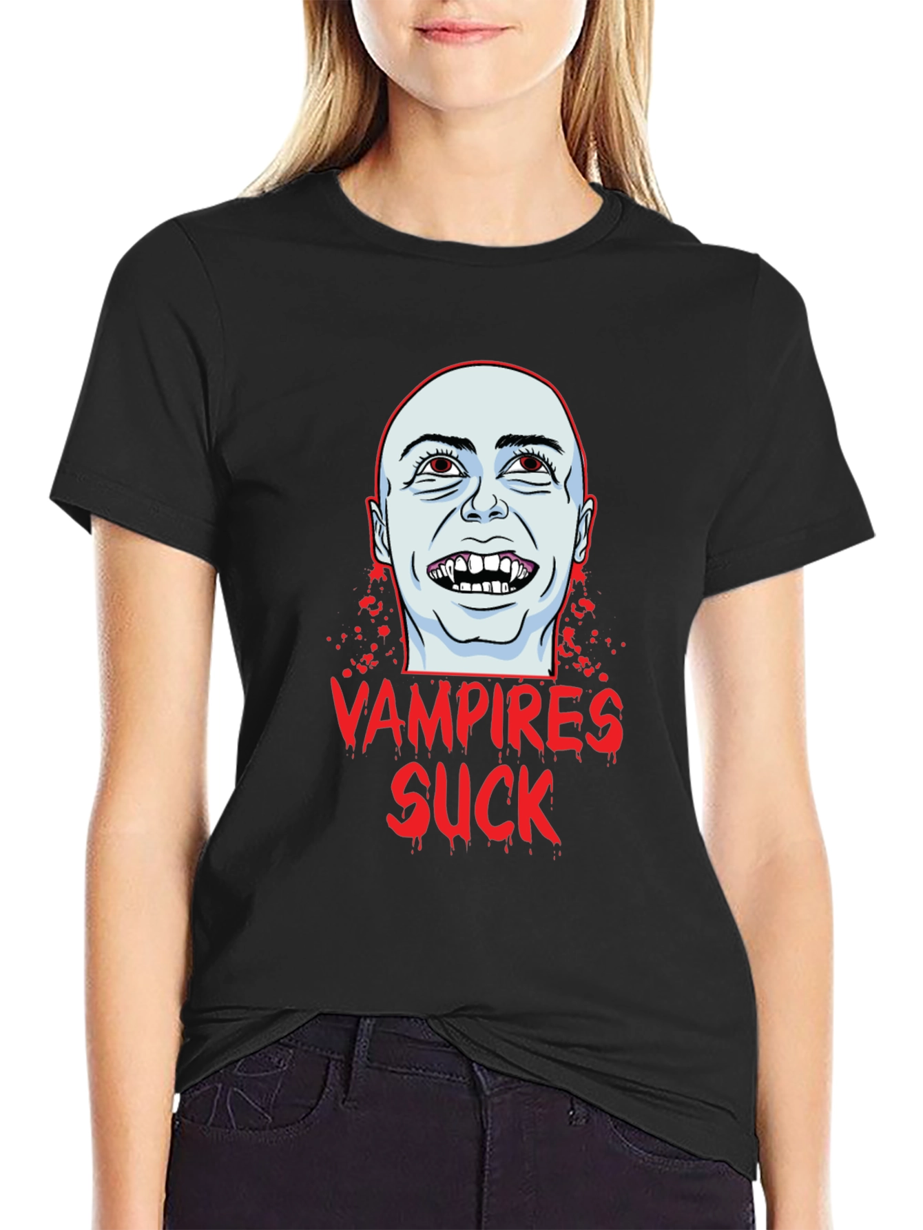 Vampires Suck Graphic T-Shirt - Black Cotton Tee