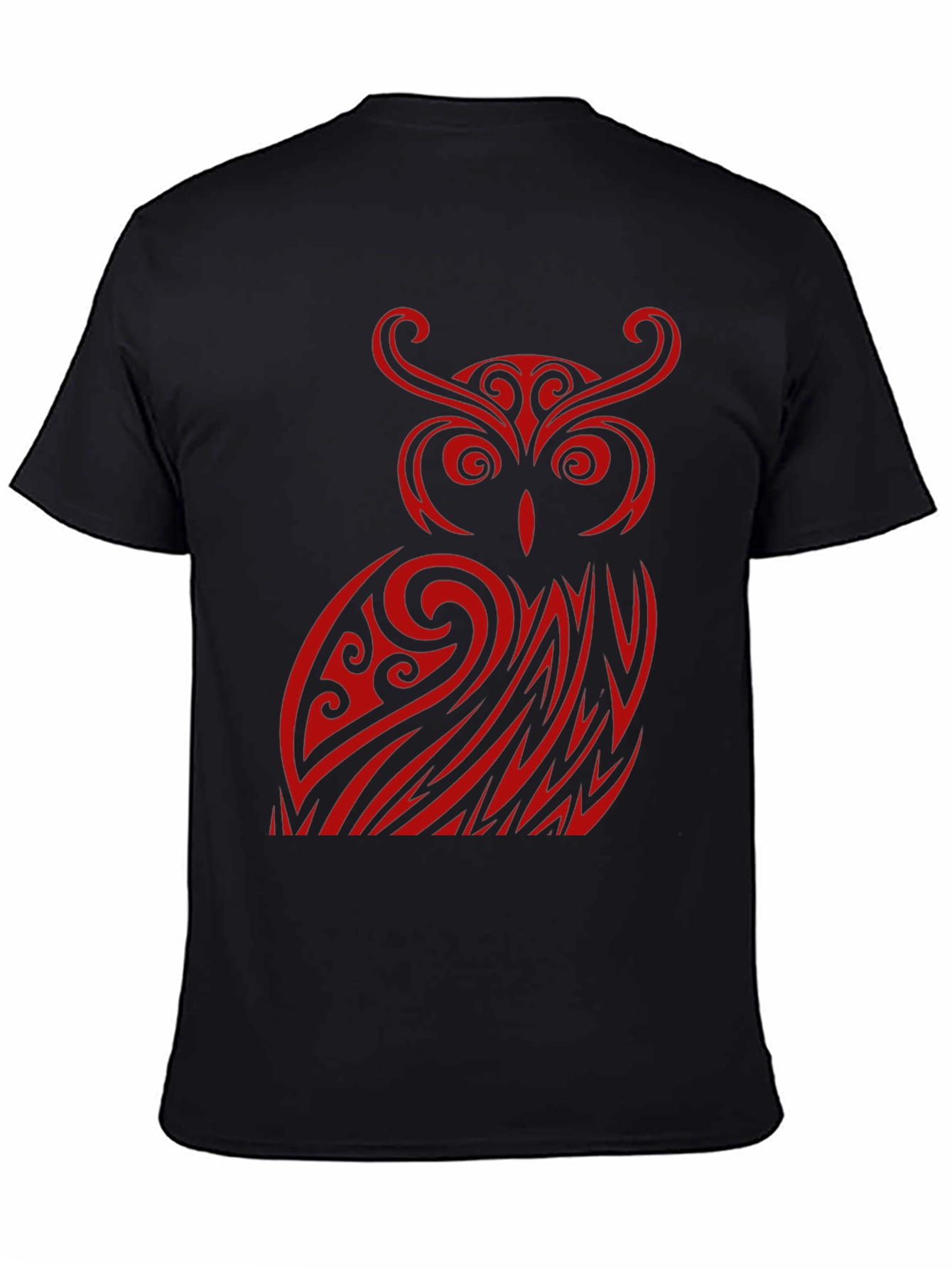 Owl Tribal Design Black T-Shirt
