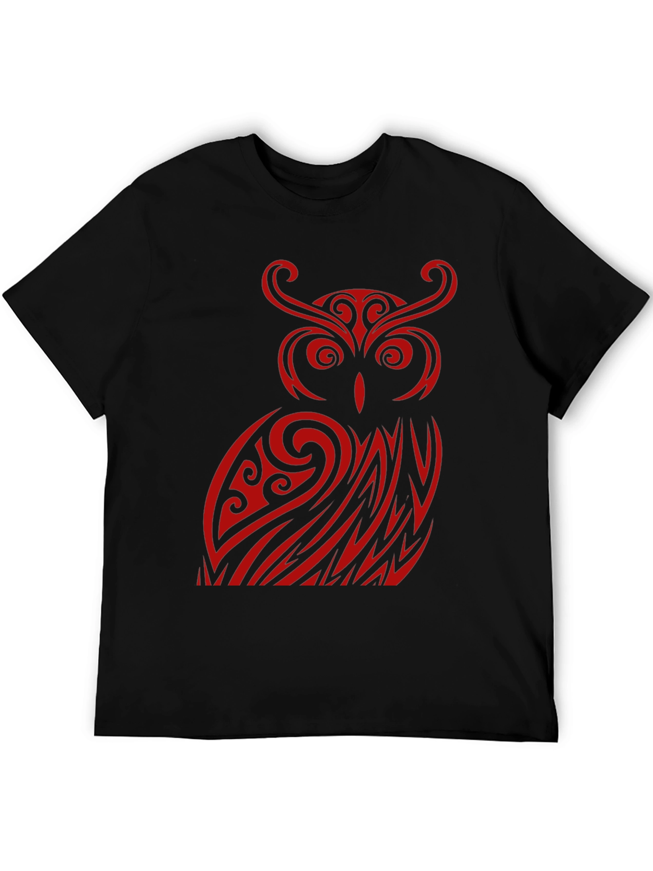 Owl Tribal Design Black T-Shirt